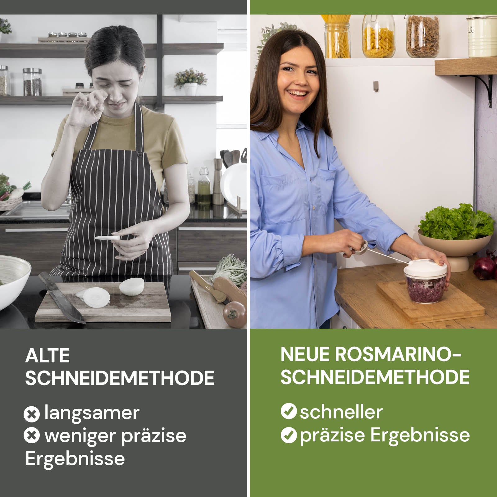 Schnelles und gleichmäßiges Zerkleinern ohne Mühe und Tränen.