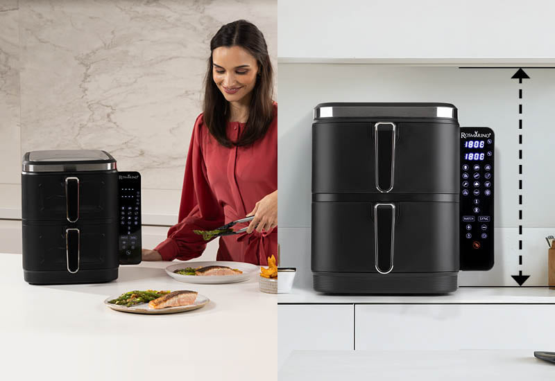 Innovatives vertikales Design spart Platz und ist ideal für kleine Küchen.