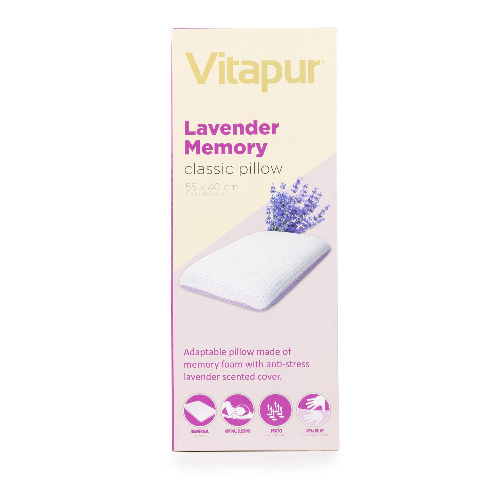 Klassisches Memory-Schaum Kissen Lavender Memory, 40x55 cm