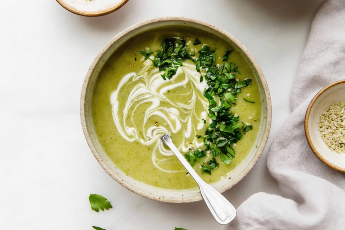 Cremige Brokkolisuppe aus der Heißluftfritteuse