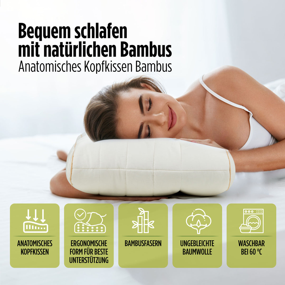 Anatomisches Kopfkissen Bamboo mit Bambusfasern, 50x70 cm – Vitapur  Österreich
