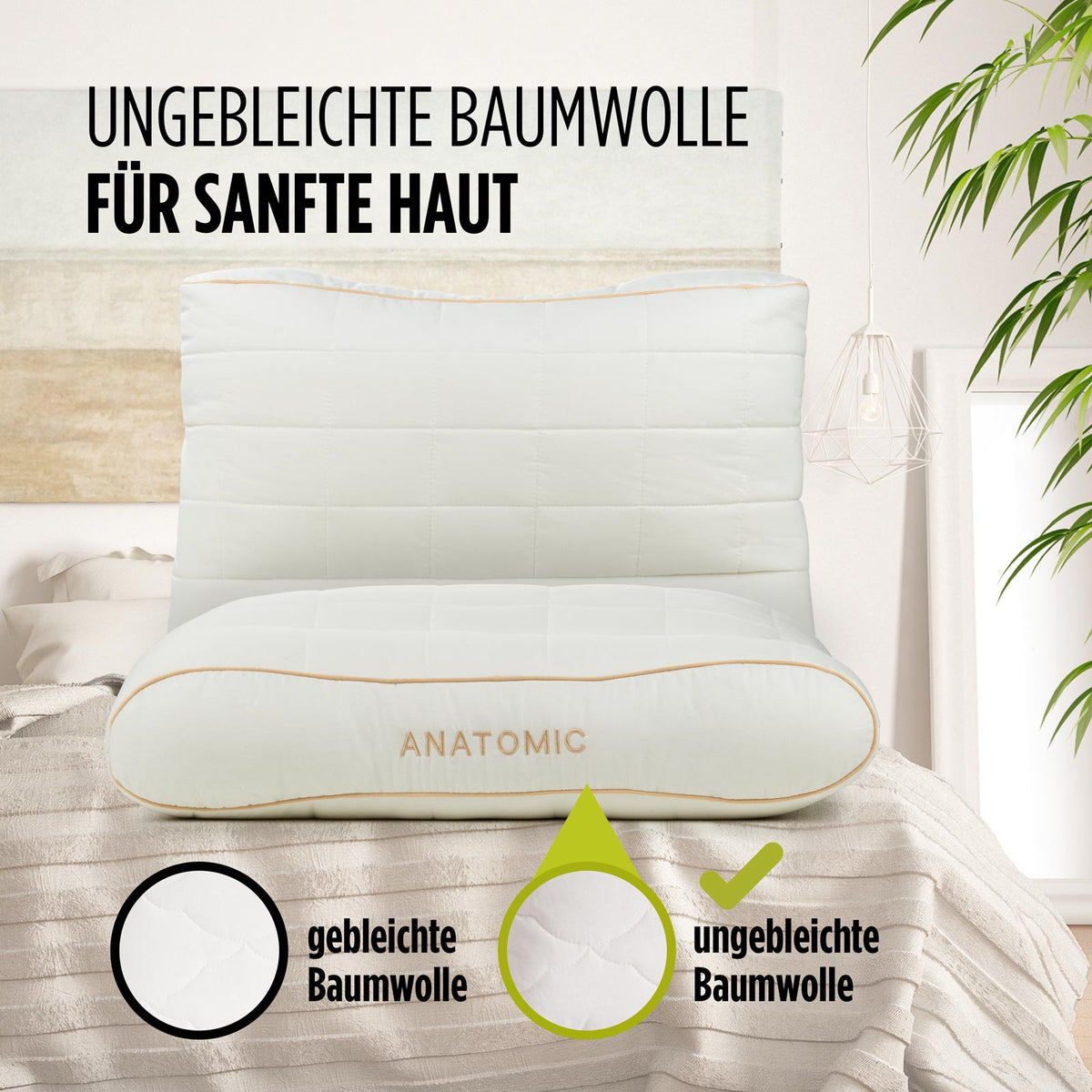 Anatomisches Kopfkissen Bamboo mit Bambusfasern, 50x70 cm – Vitapur  Österreich