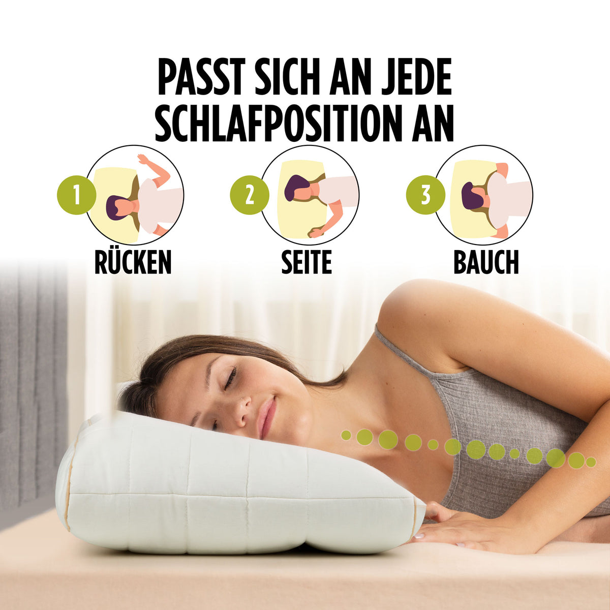 Anatomisches Kopfkissen Bamboo mit Bambusfasern, 50x70 cm – Vitapur  Österreich