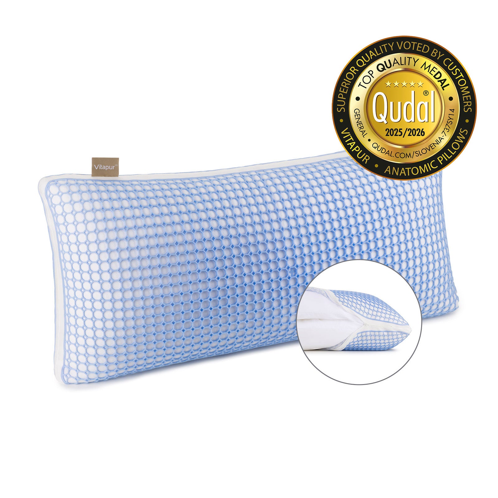 Vitapur ergonomisches hybrides Kopfkissen MemoElite Classic, 40 x 80 cm