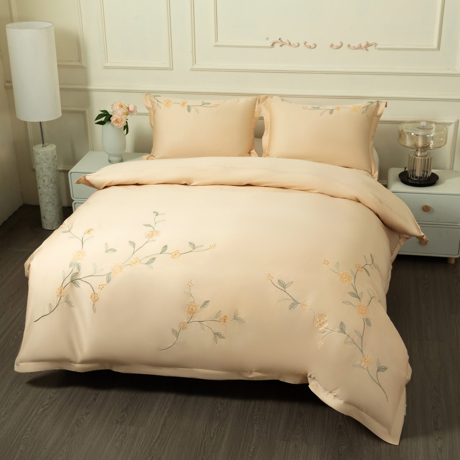 Bestickte PREMIUM Baumwoll-Satin-Bettwäsche Florence