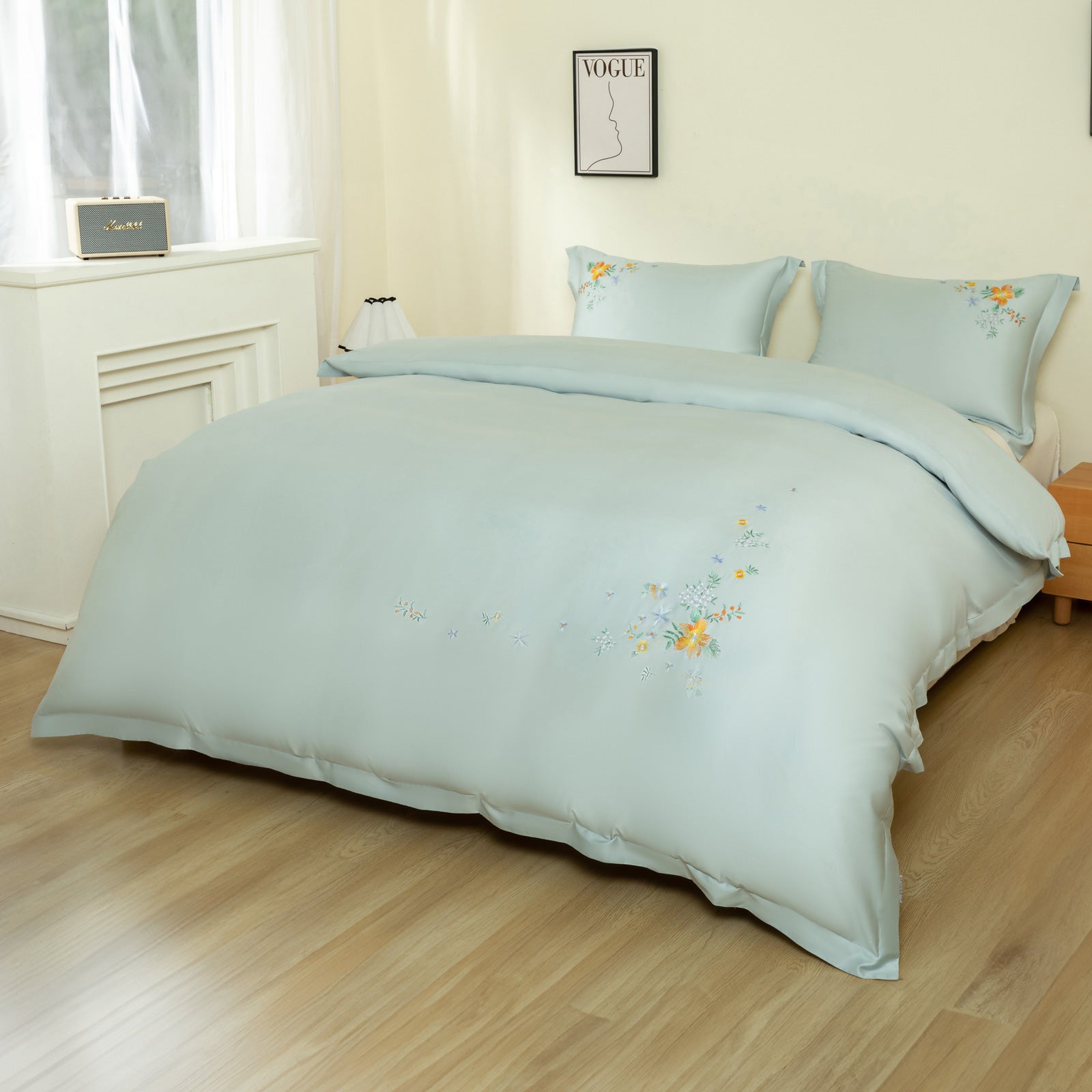 Bestickte PREMIUM Baumwoll-Satin-Bettwäsche Molly