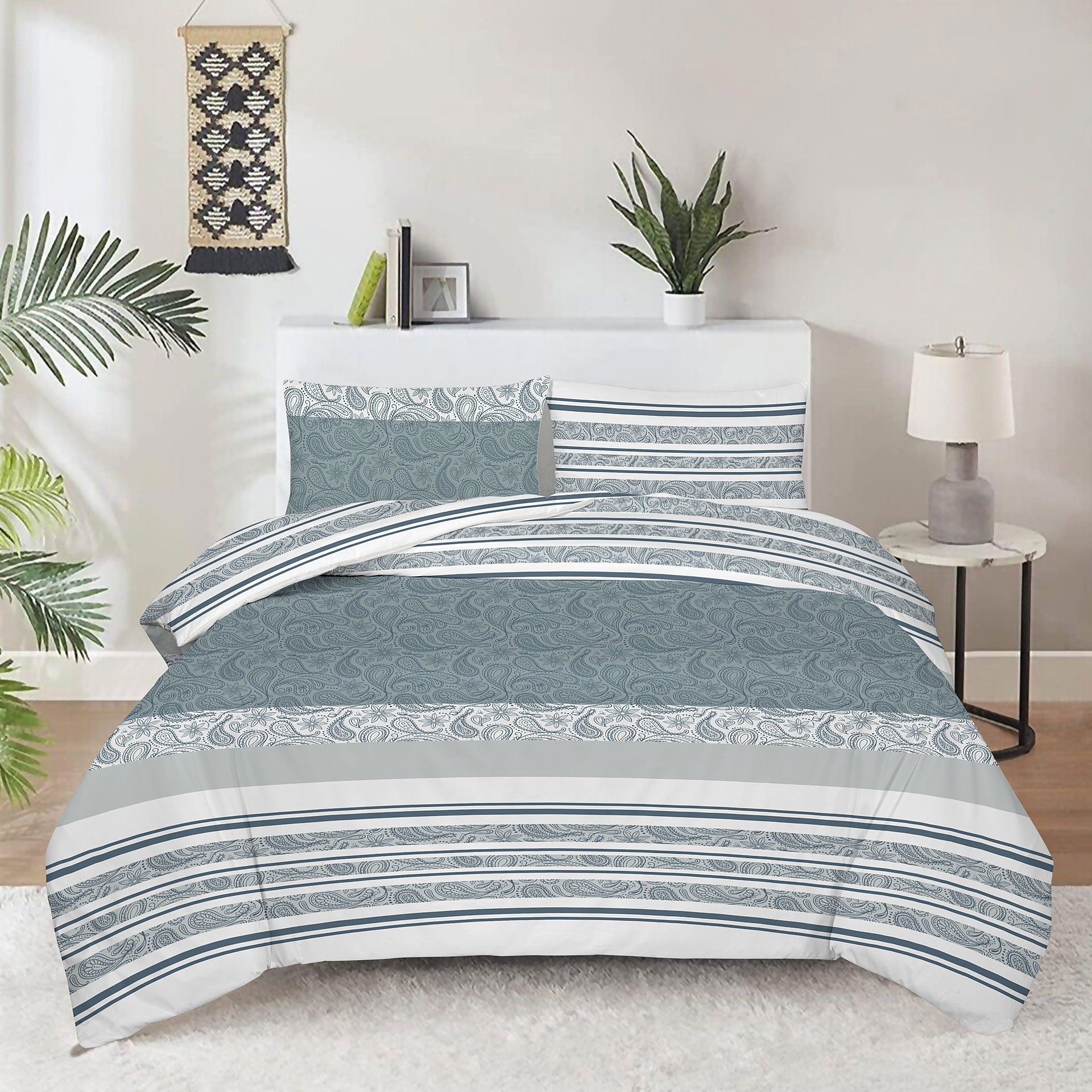 Baumwoll-Satin-Bettwäsche Svilanit Silver Lines