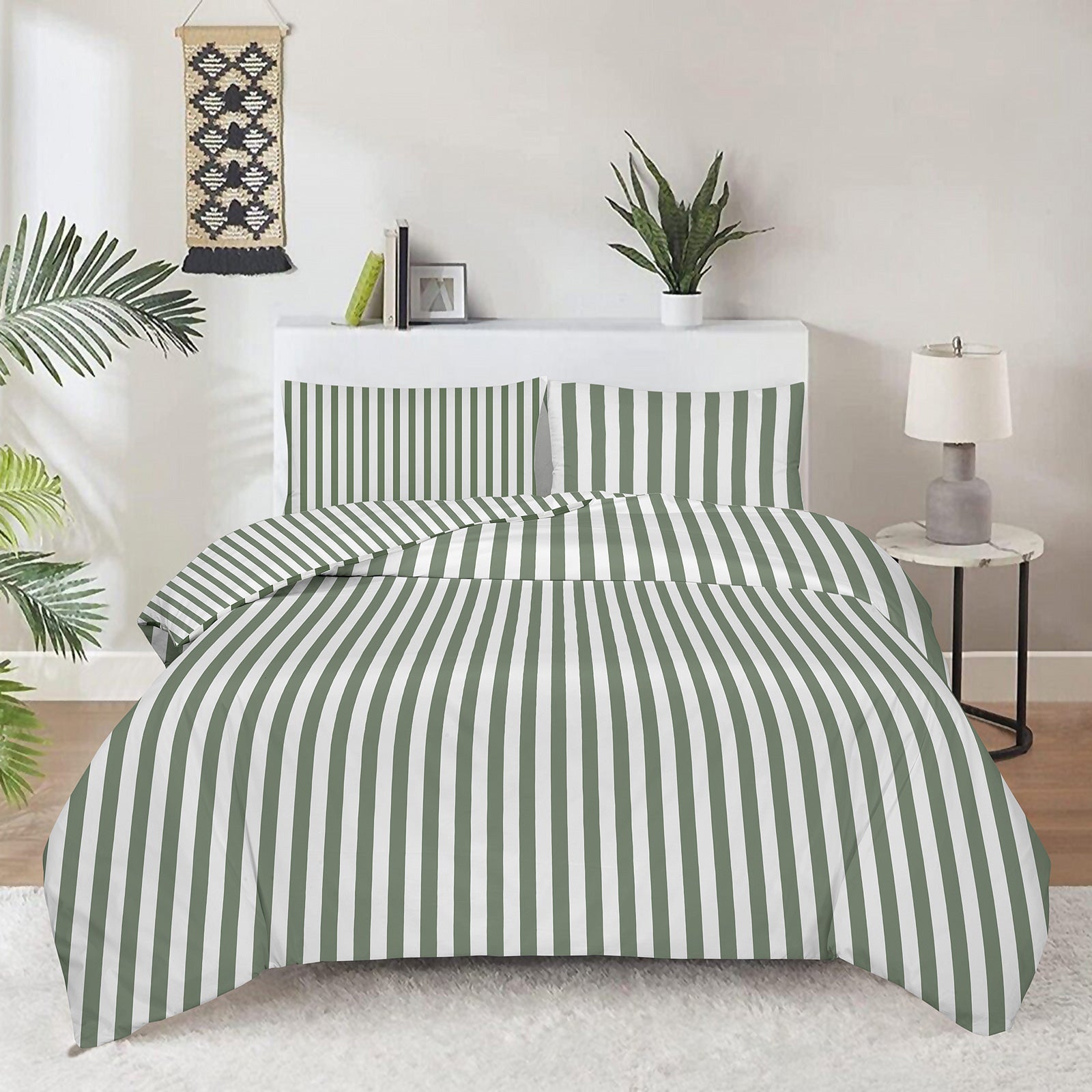 Baumwollbettwäsche Svilanit Olive Stripe