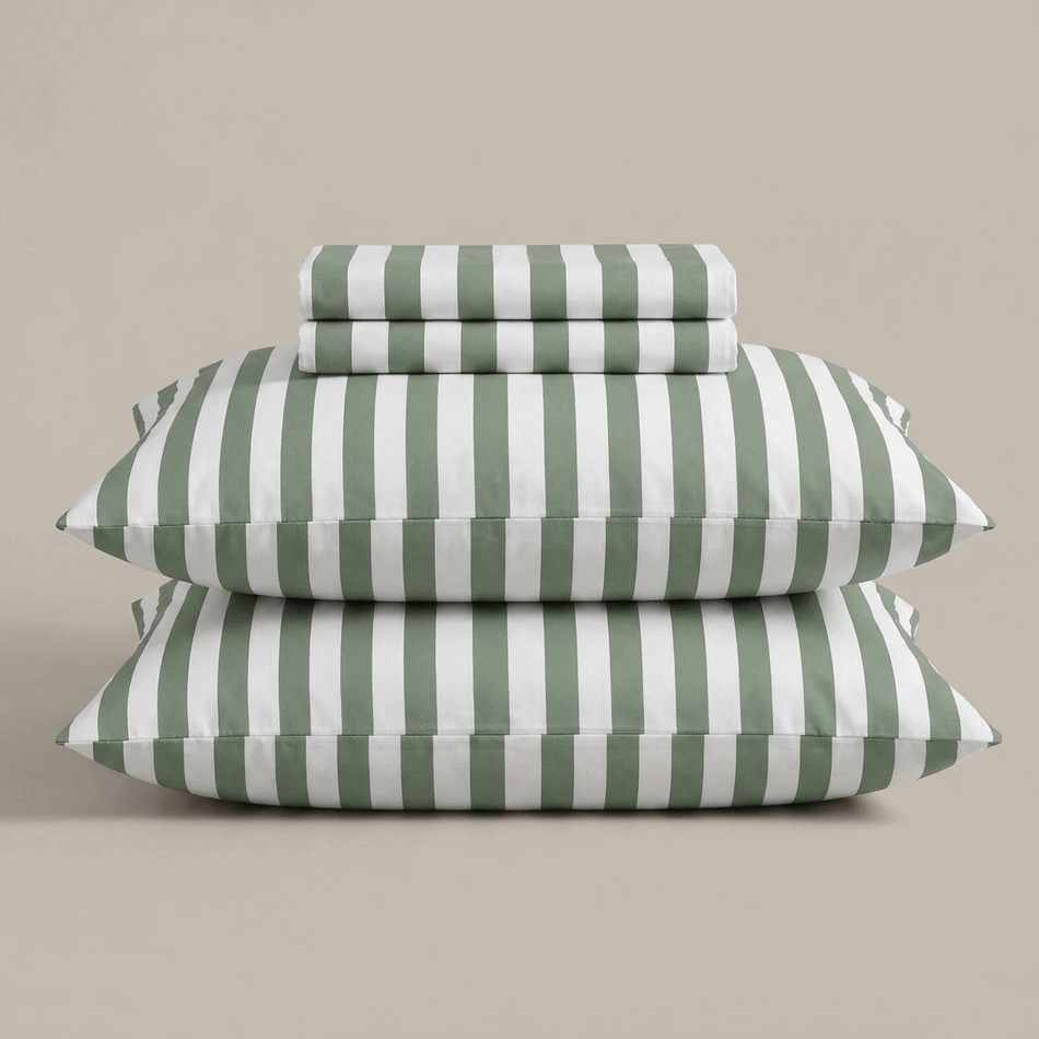 Baumwollbettwäsche Svilanit Olive Stripe