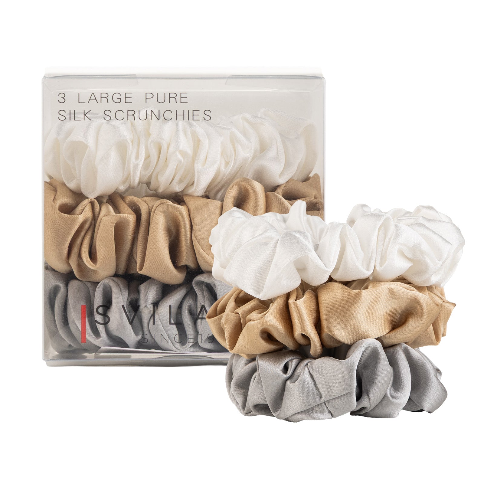 Svilanit-Set aus drei Haargummis aus hochwertiger Maulbeerseide Elegance