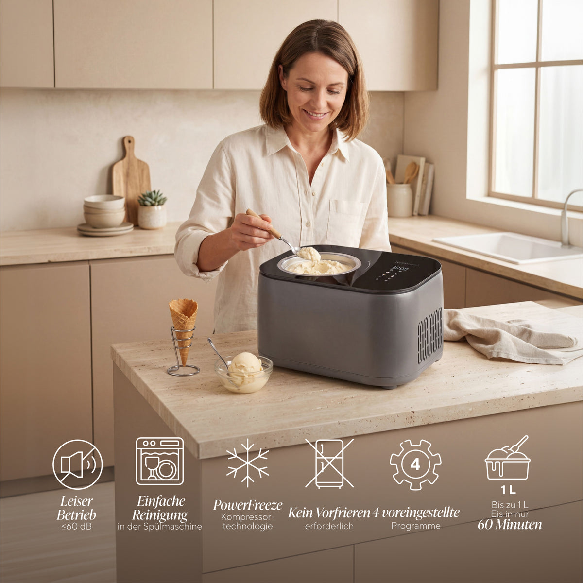 Kompressor-Eismaschine Rosmarino GelatoMaster PRO Series – 1 L – Vitapur Österreich