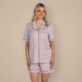 Svilanit kurzer Pyjama für Damen Luméa Stripes, rot