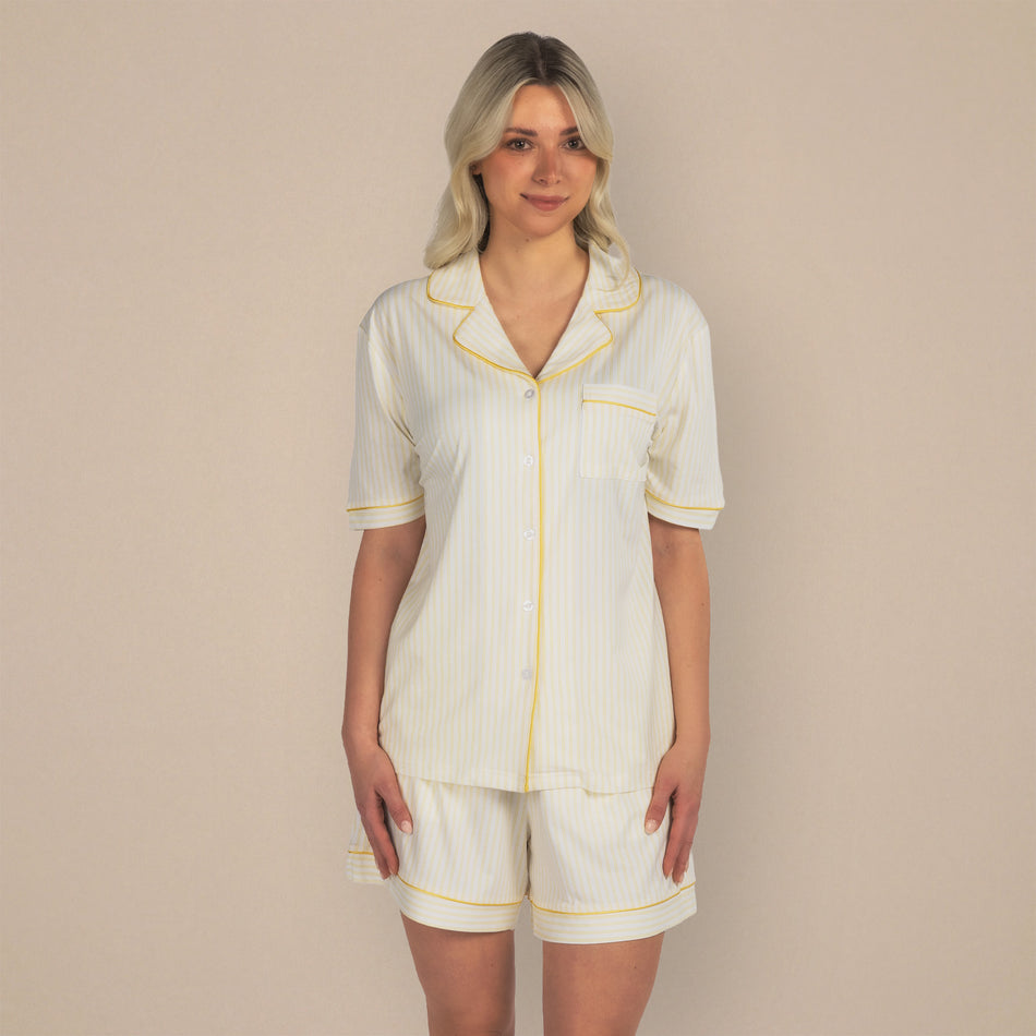Svilanit kurzer Pyjama für Damen Luméa Stripes, gelb