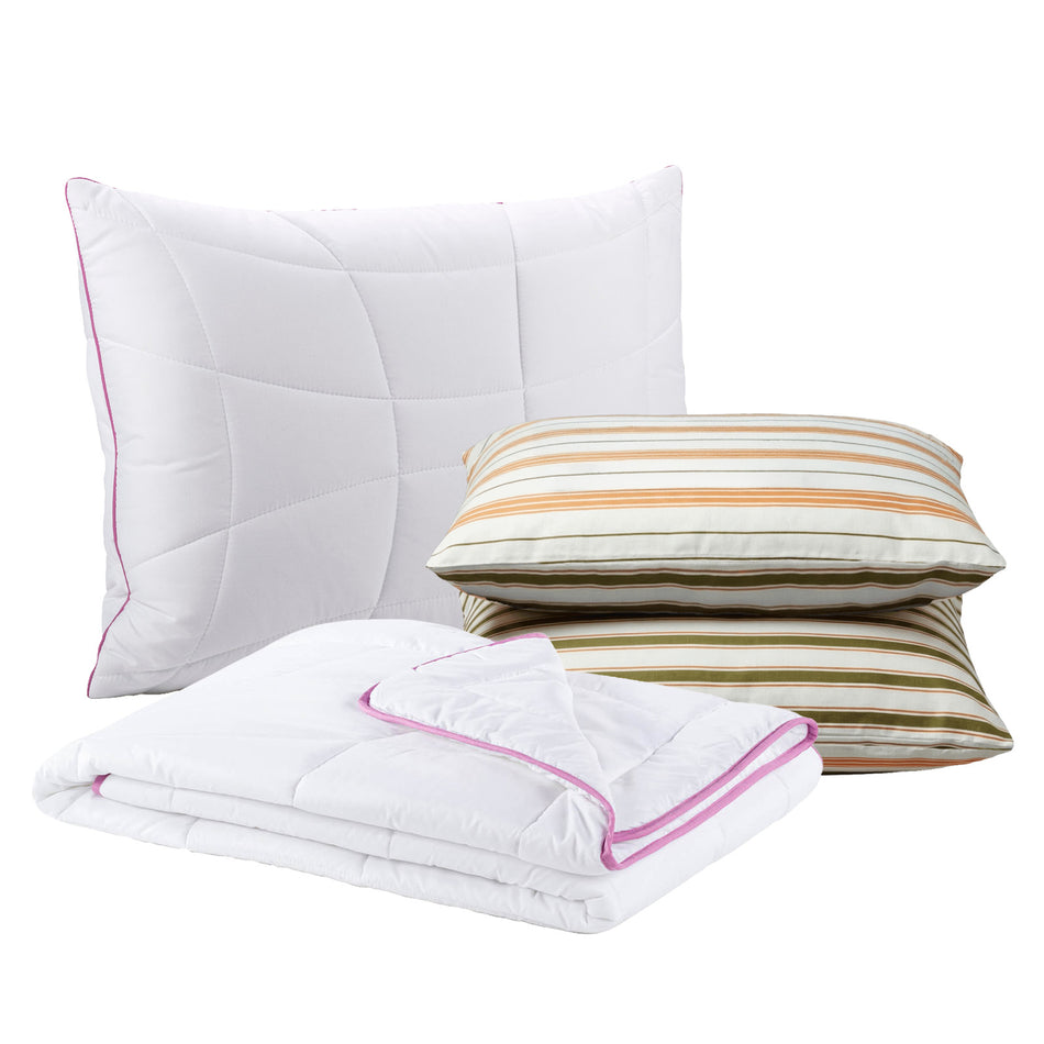 Set aus Kissen und Sommerdecke Vitapur Lavender Provence + Bettwäsche Svilanit Linella