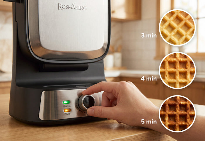 Sie wählen die Bräunungsstufe, das Waffeleisen erledigt den Rest